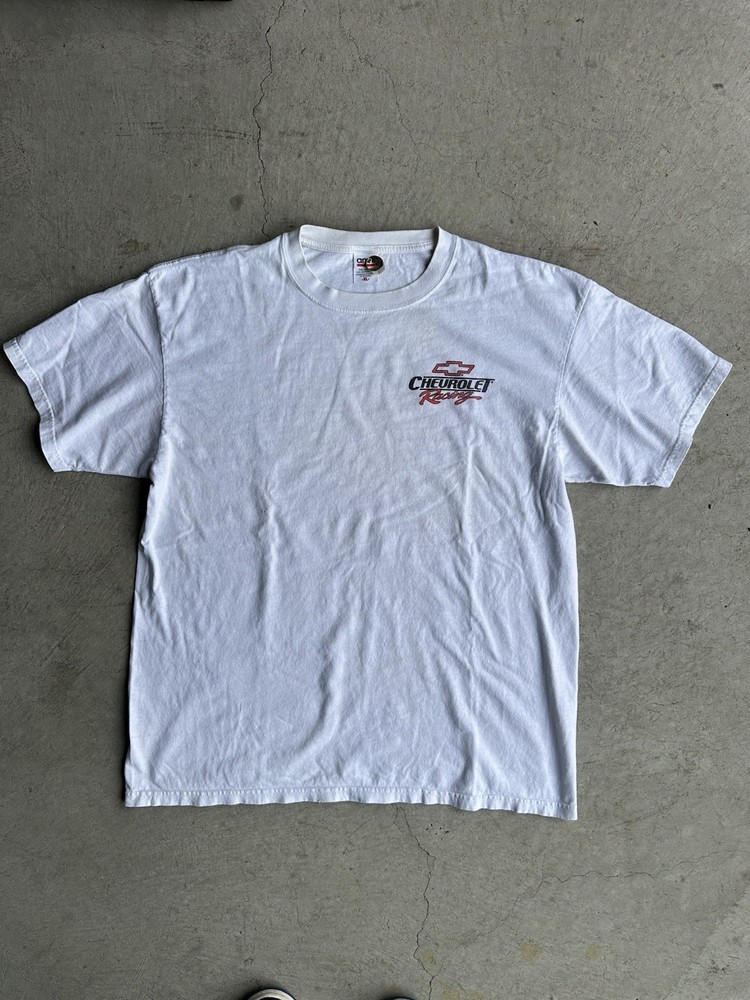 Vintage Chevrolet Chevy Racing T Shirt Men’s Size XL White NASCAR Y2K VTG Flaw