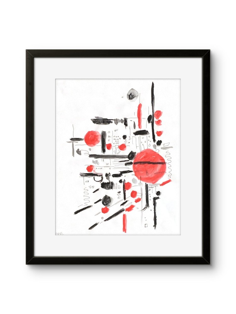 Original Expressionism Modern Bright Abstract Geometric Pop Art 11x14 on Paper