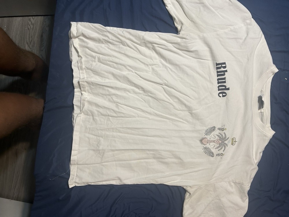RHUDE White Snake Graphic Logo Crew Neck Short Sleeve Cotton T-Shirt Men's L