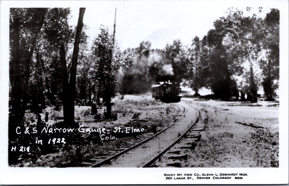 1922 St. Elmo Colorado C&S Narrow Gauge Steam Train RPPC Postcard