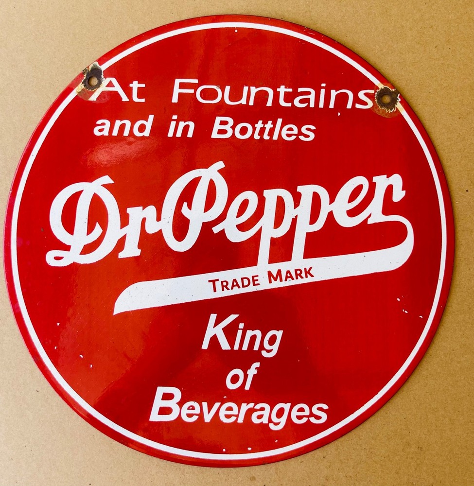 Vintage Dr, Pepper Classic Soda Porcelain Enamel Advert Sign 11.75