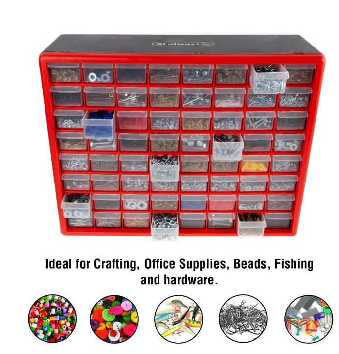 64 Drawer Plastic Parts Mountable Storage Organizer Hardware and Craft Cabinet