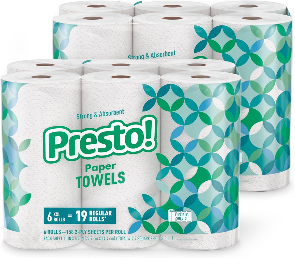 Flex-A-Size Paper Towels 158-Sheet Huge Roll 12 Rolls 2 Packs