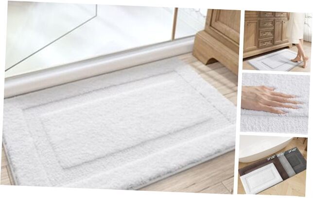 Soft Absorbent Non-Slip Bathroom Rug Mat 17x30 Inches White  