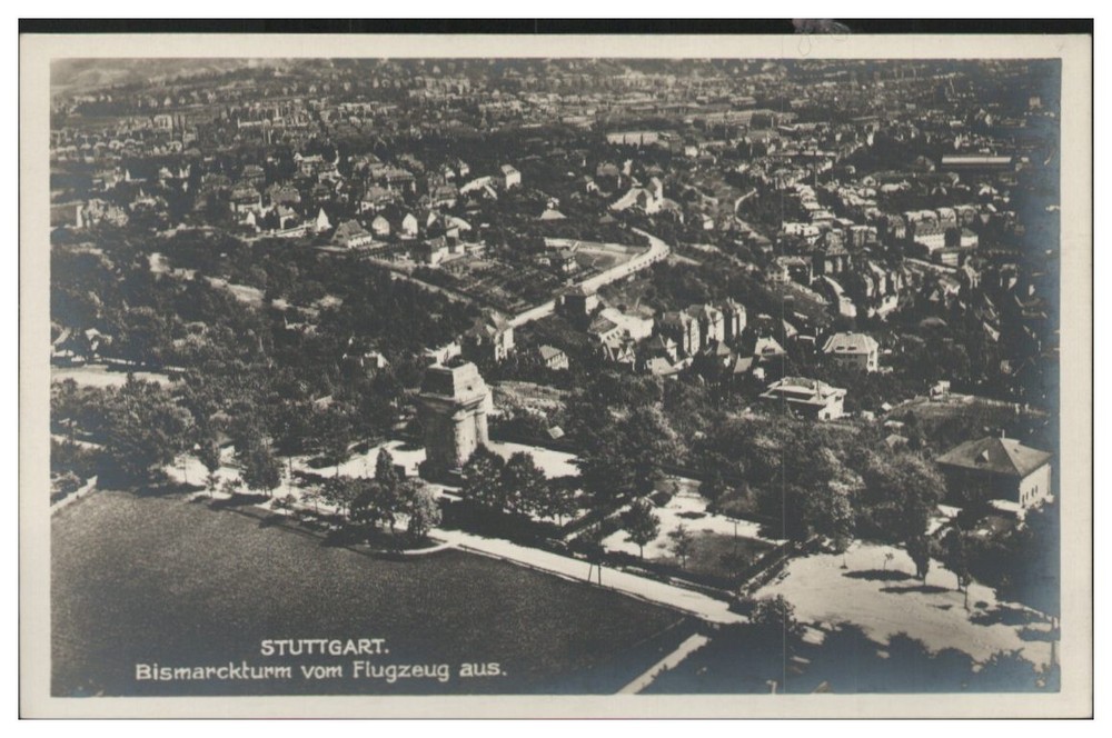 D1461/ Stuttgart Bismarckturm Foto  AK Luftbild ca.1930
