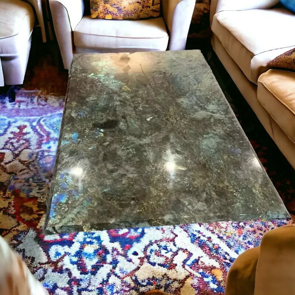 24x36 Natural Labradorite Stone Dining Tabletop Sofa Centerpiece Home Decor