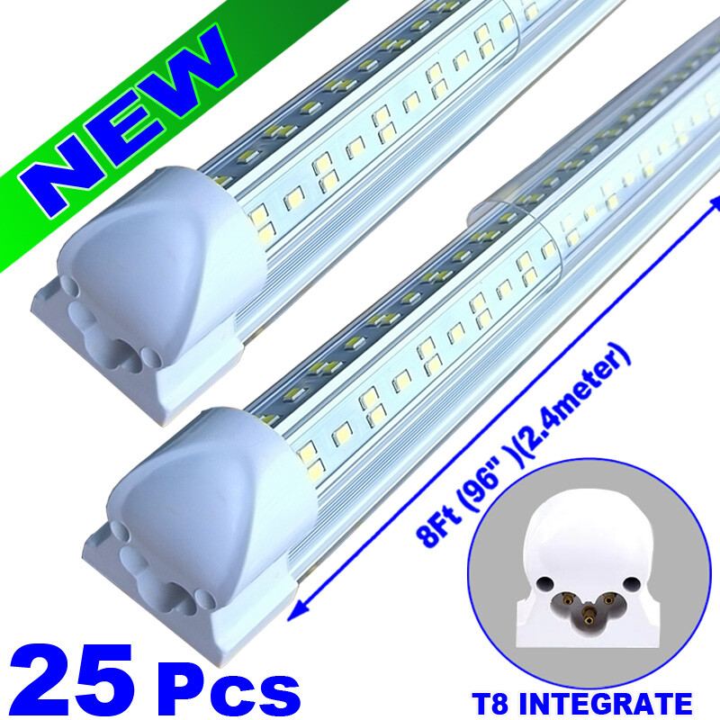 led shop light 8Ft 144w led Strip Lights 25PC Cold White LED Garage Lights 25pc