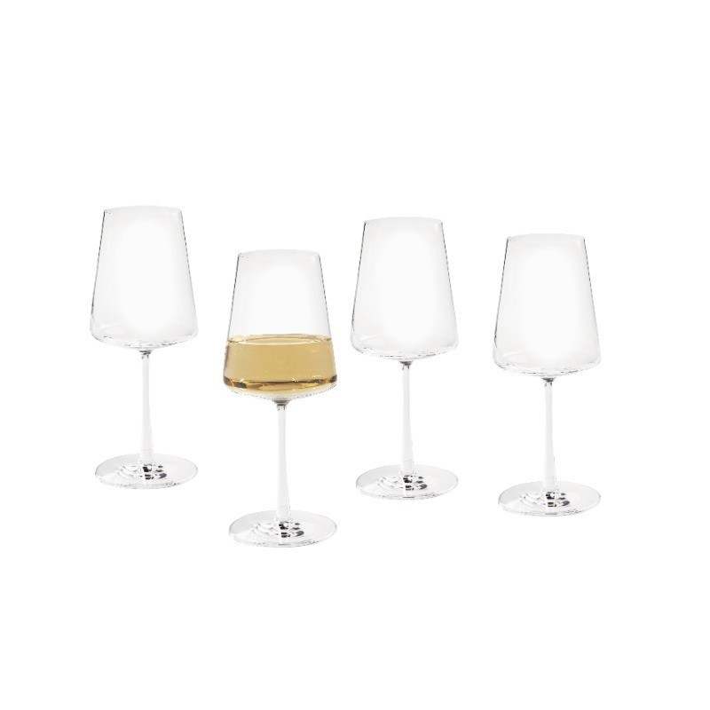 Clear Flared White Wine Glass with Stem Cold Drinks Glassware 13 Ounce 4 Pack