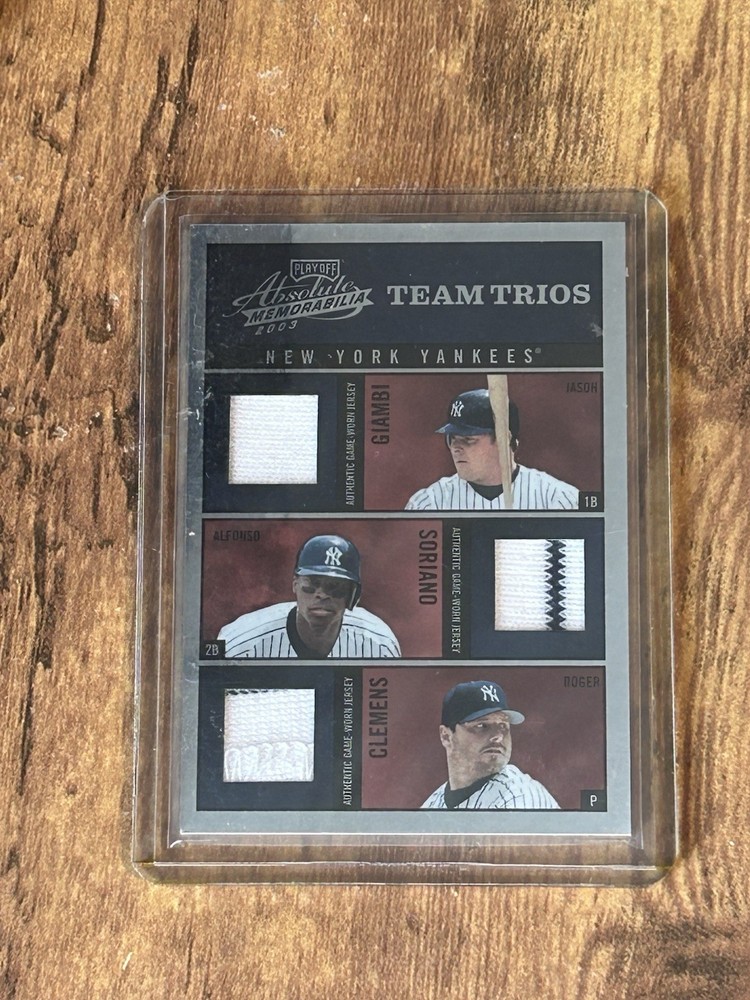 2003 Team Trios Giambi Soriano Clemens 20/100 NM+ 3 Game Used Yankees Patch Card