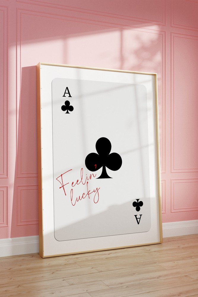 Trendy Ace Of Clubs Print Lucky You Poster Trendy Retro Wall Art Retro Trendy