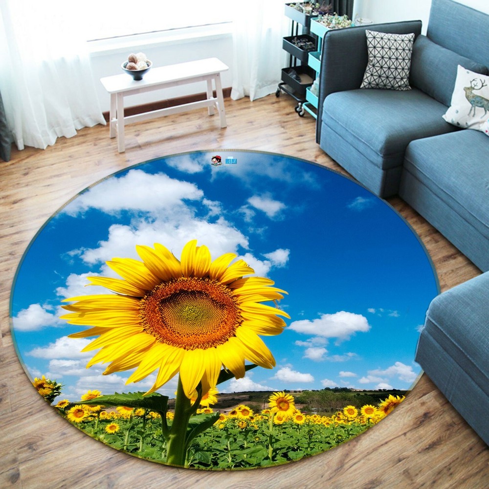 3D Yellow Sunflower Garden NAO10446 Game Rug Mat Elegant Photo Carpet Mat Fay