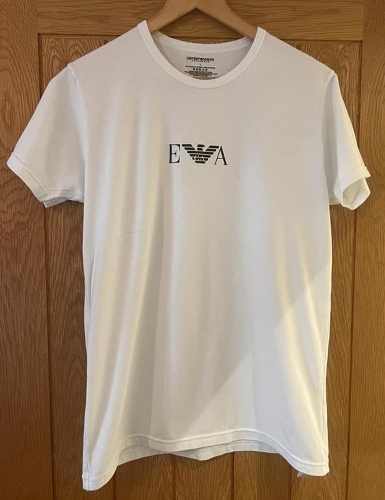 Emporio Armani White Logo T-Shirt Size Large