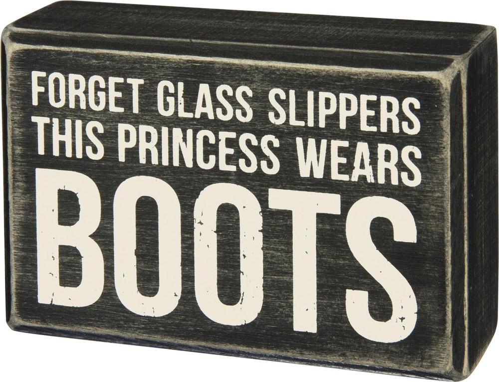 Box Sign Princess Boots 4.5x3 Inches Primitives by Kathy 31186 Wears