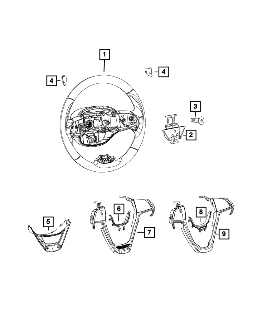 Genuine Mopar Steering Wheel Bezel 6CX951X9AB