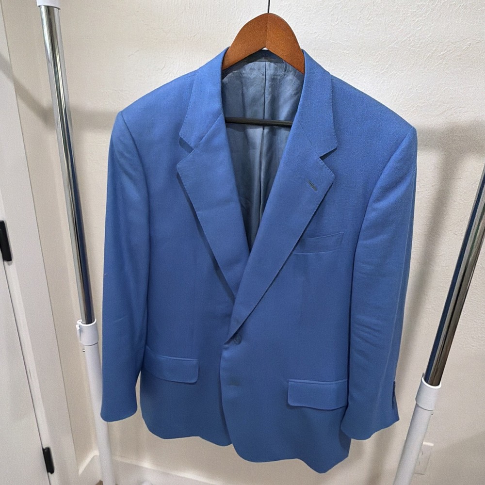 Maus & Hoffman Cashmere 70 Silk 30 Solemare Blue Sport Coat Blazer Mens Size  44
