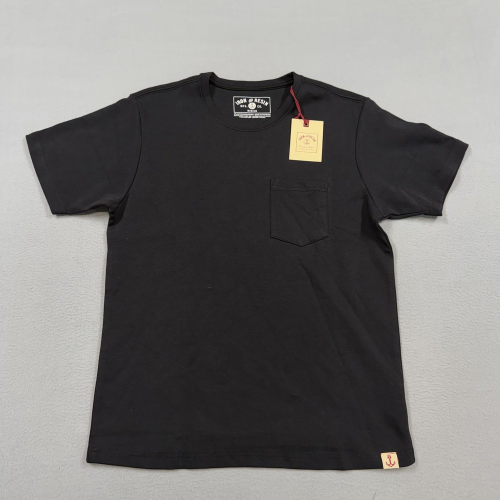 Iron And Resin Shirt Mens Medium Black Solid Pocket Tagless Crewneck Basic Tee