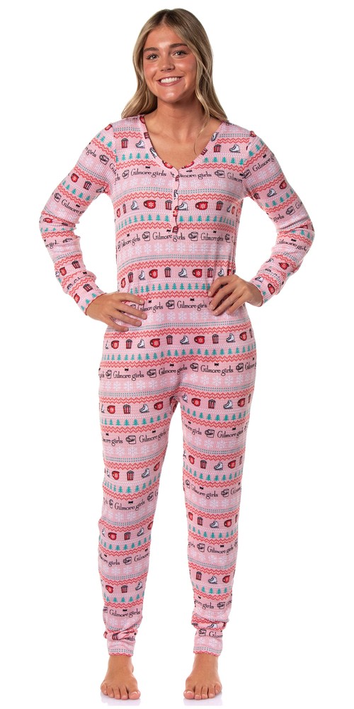 Gilmore Girls Women's Christmas Waffle Union Suit One Piece Sleep Pajamas