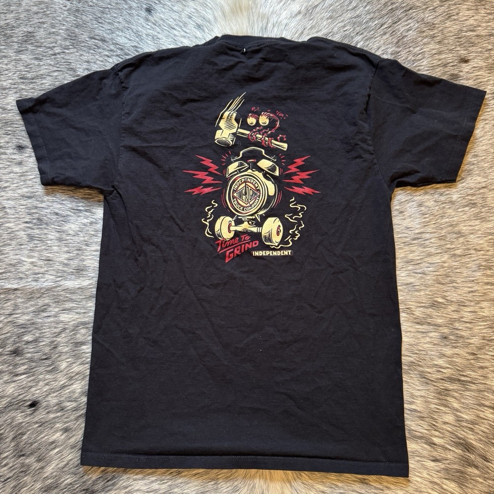 Y2K Independent Truck Co Time To Grind Skate Tee Black Graphic Shirt Sz M 🛹🔥