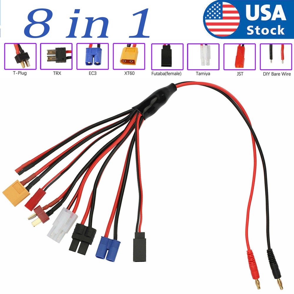 RC Lipo Battery Charger Adapter Connector Splitter 8 in 1 Octopus Convert Cable