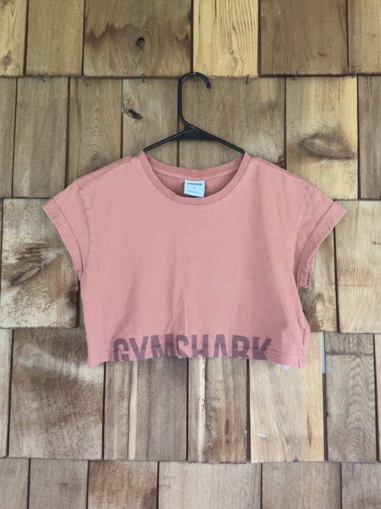 Gymshark Women's Pink Orange Cropped Tee Size Small