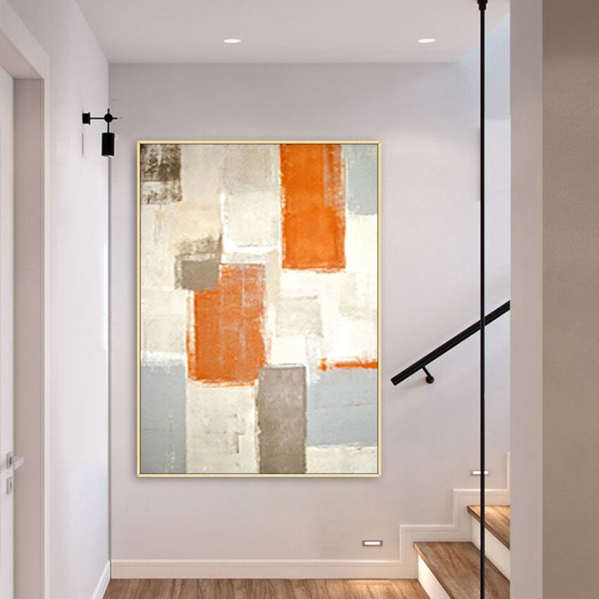 Canvas Oil Painting Handmade Abstract Orange Decorative Custom Poster Nordic
