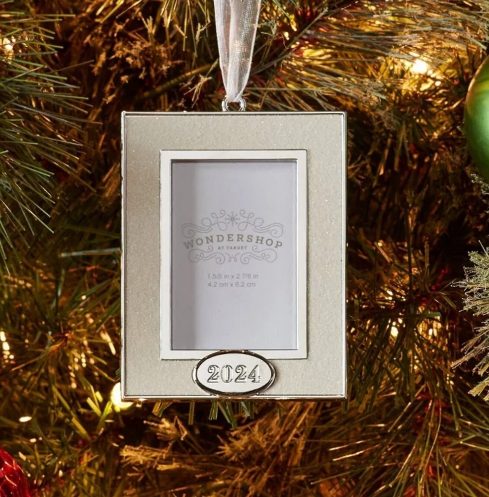2024 Glittered Metal Christmas Tree Picture Frame Ornament by Wondershop