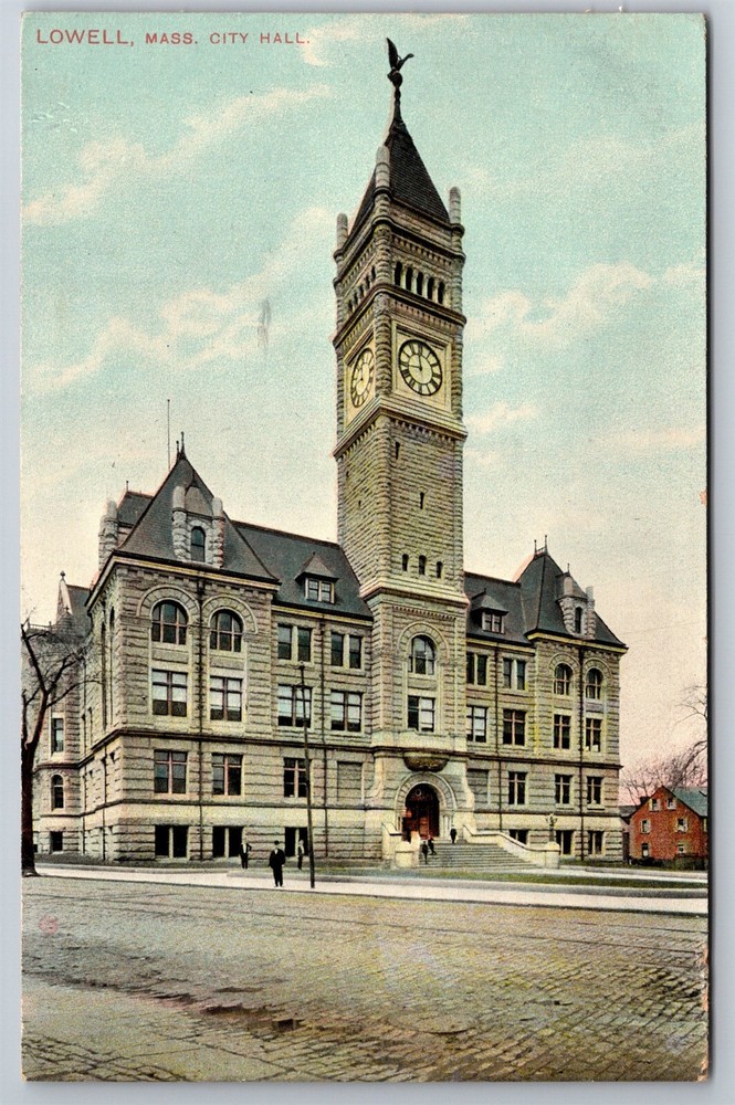 City Hall Clock Tower Lowell MA C1908 Postcard T14