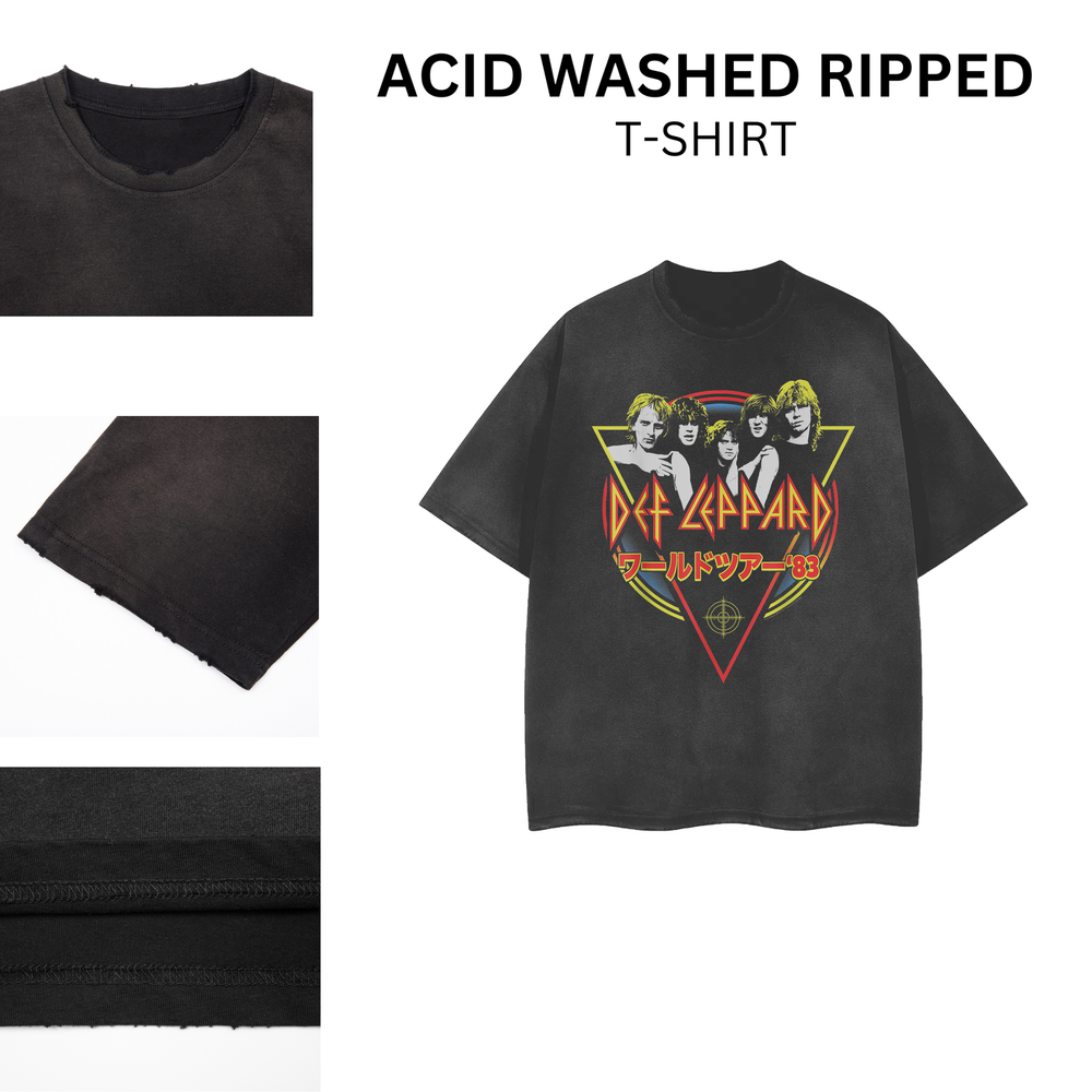Vintage Acid Washed Distressed Rock Band Tee Unisex 102070