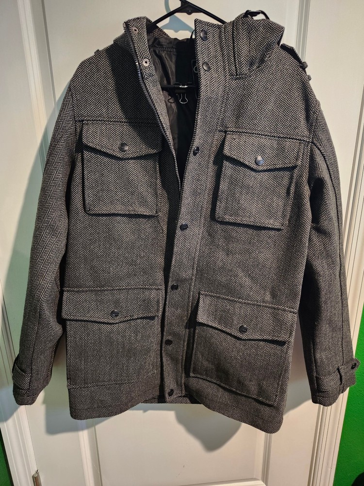 Empyre Military Style Grey Coat Hooded Jacket Mens Size L