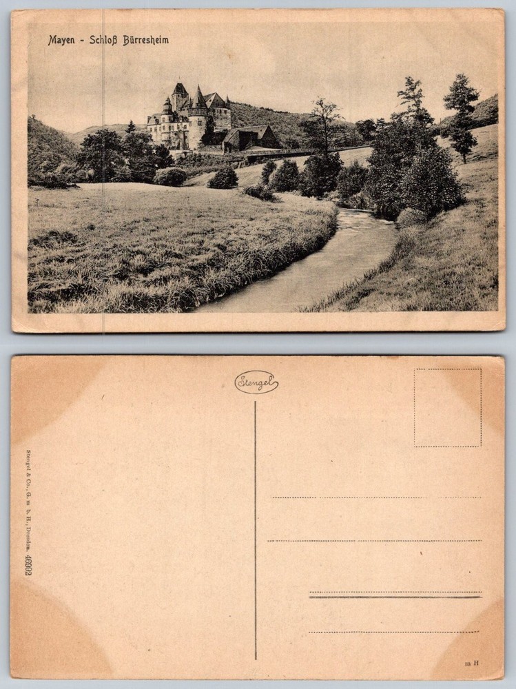 Mayen Schloss Bürresheim Germany Castle Stengel Postcard Antique RPPC Era