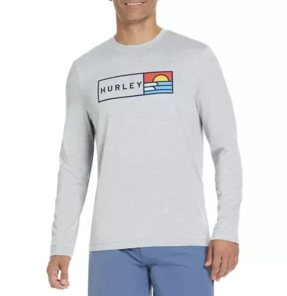 Shirt Long Sleeve Light Grey Sunny Side Stretch UV T Men's Size M By Hurley