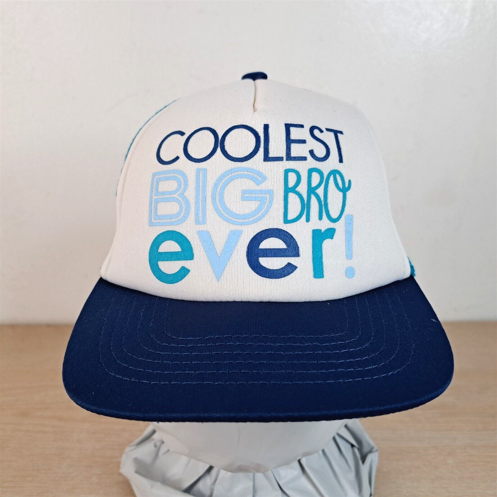 COOLEST BIG BRO EVER YOUTH ADJUSTABLE SNAP MESH/TRUCKER HAT/CAP, BLUE, BROTHER