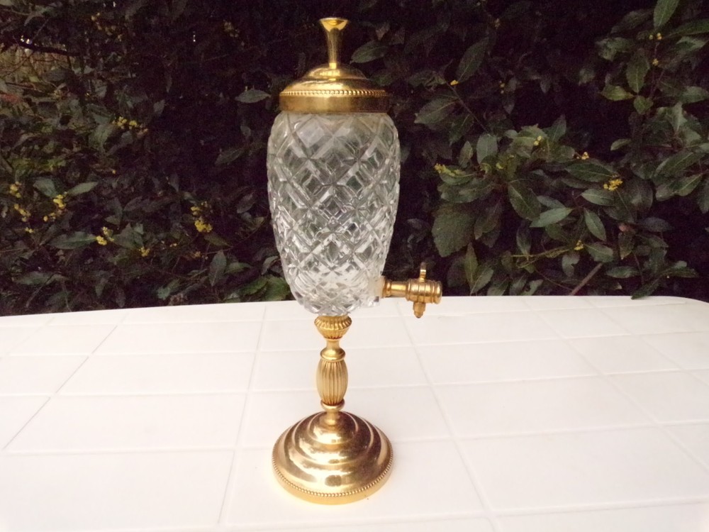 Vintage French gilted 24 k Absinth Crystal Fountain by GELB Paris-image