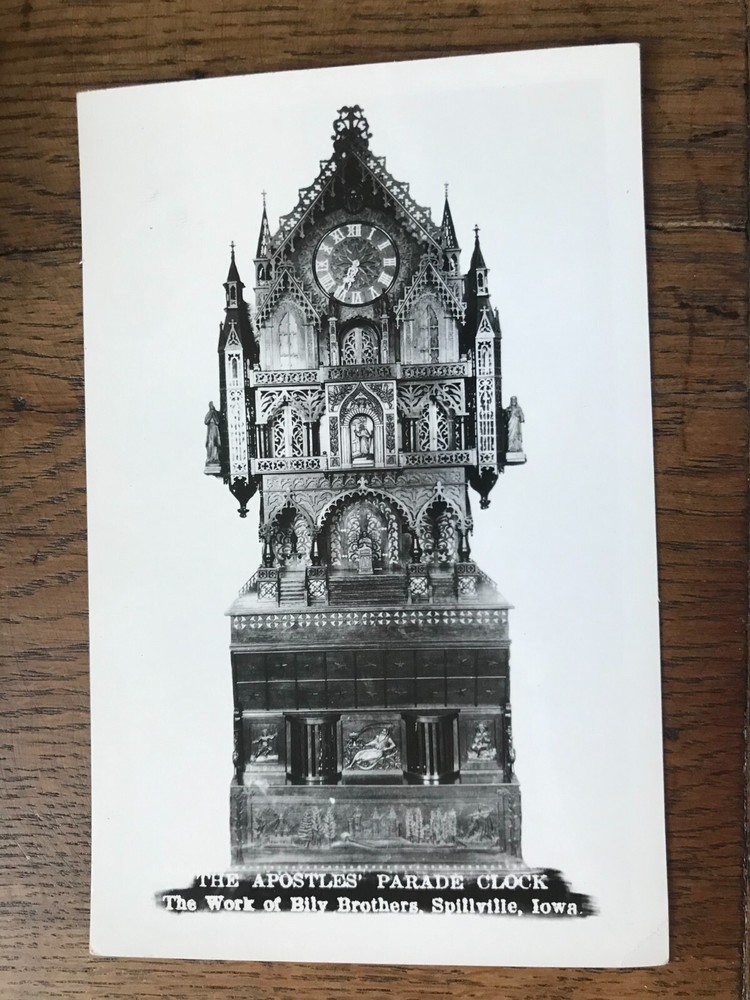 The Apostles Parade Clock The Work of Bily Brothers Spillville Iowa Postcard