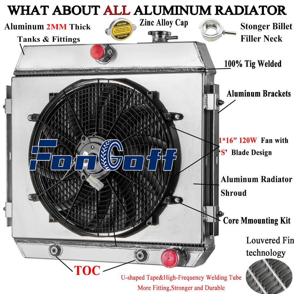 4-Row Radiator&Shroud Fan Fit Chevy Bel Air/Nomad/Del Ray/150 210,3.8L 1955~1957