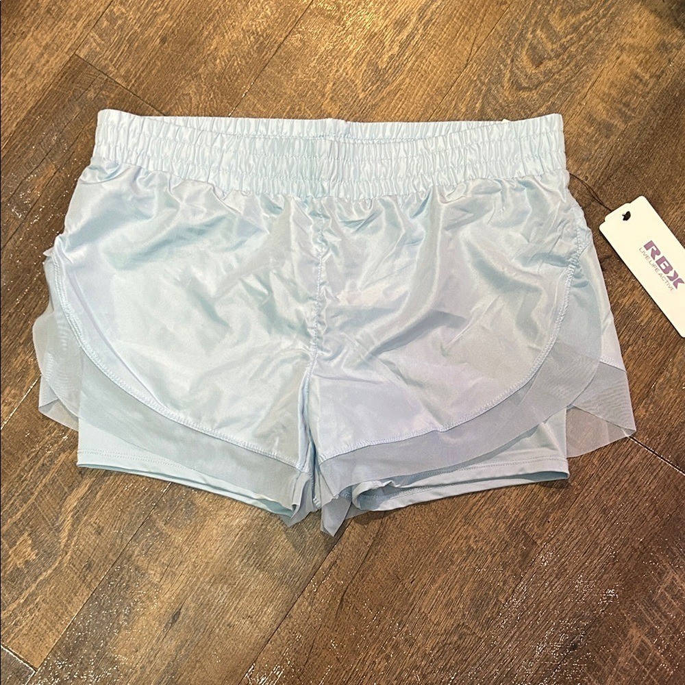 RBX Pale Blue Women's Layered Running ShortsSize Medium Active Wear