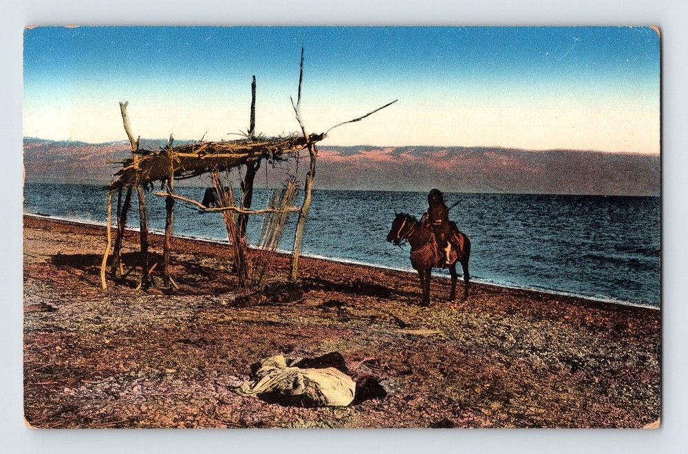 Vintage 1914 Dead Sea Souvenir Postcard Jerusalem Lithograph