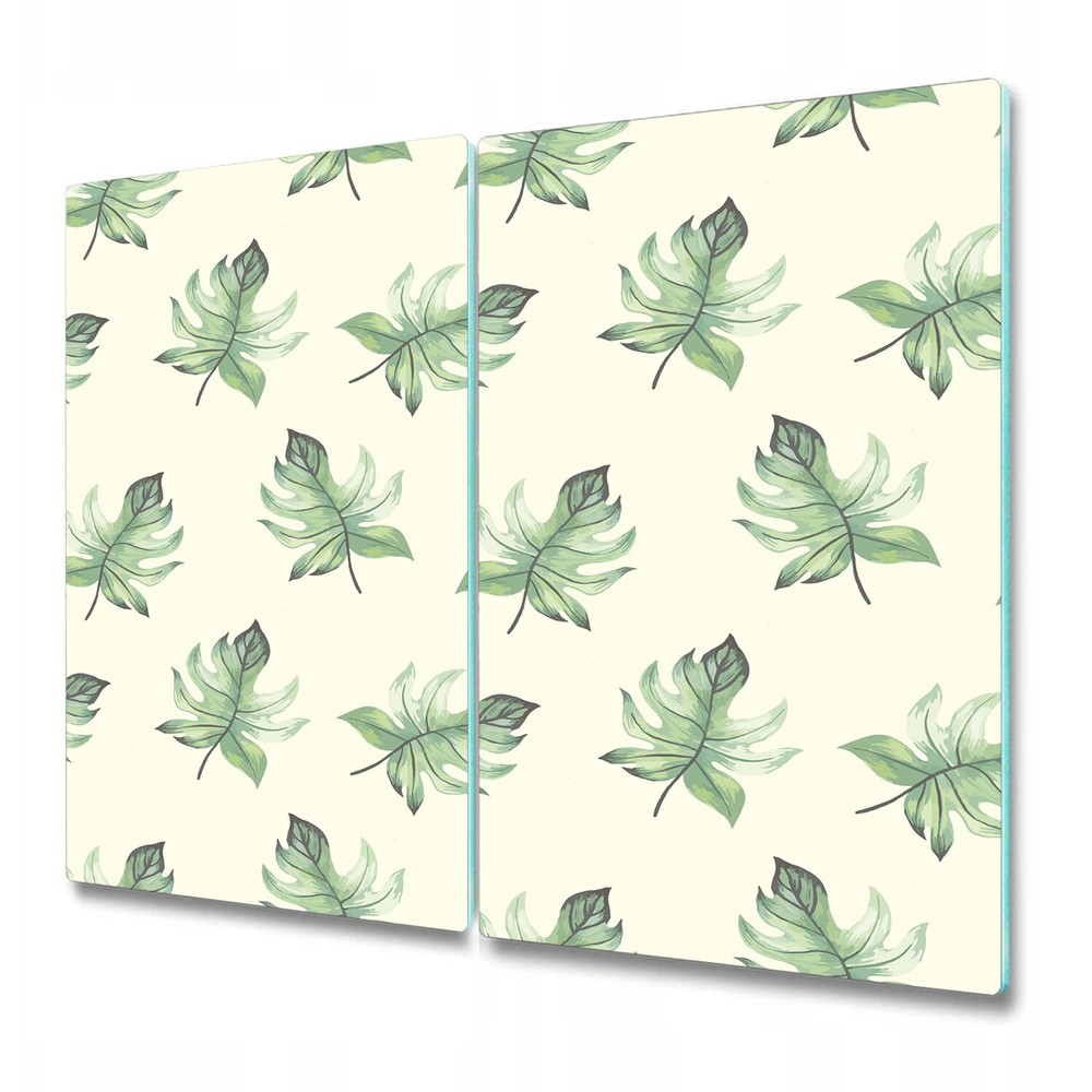 Serving Chopping Board Glass Cover Tropical Leaves Tropical Exotic Leaves