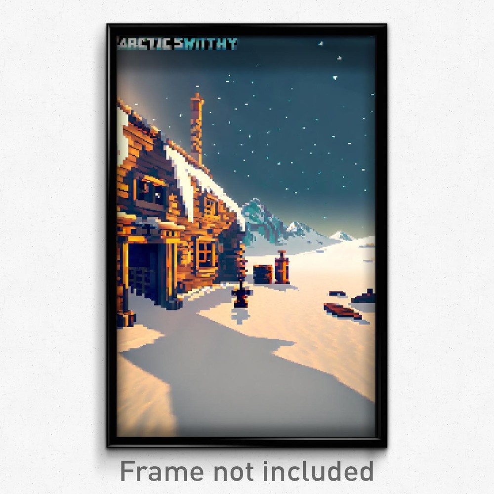 Pixel Art Poster - Arctic Smithy (8 Bit Psychedelic Trippy Video Game Print)