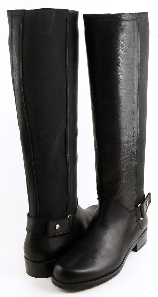 $625 STUART WEITZMAN NUMOUNT Black Elastic Designer 50 / 50 Tall Boots 9.5