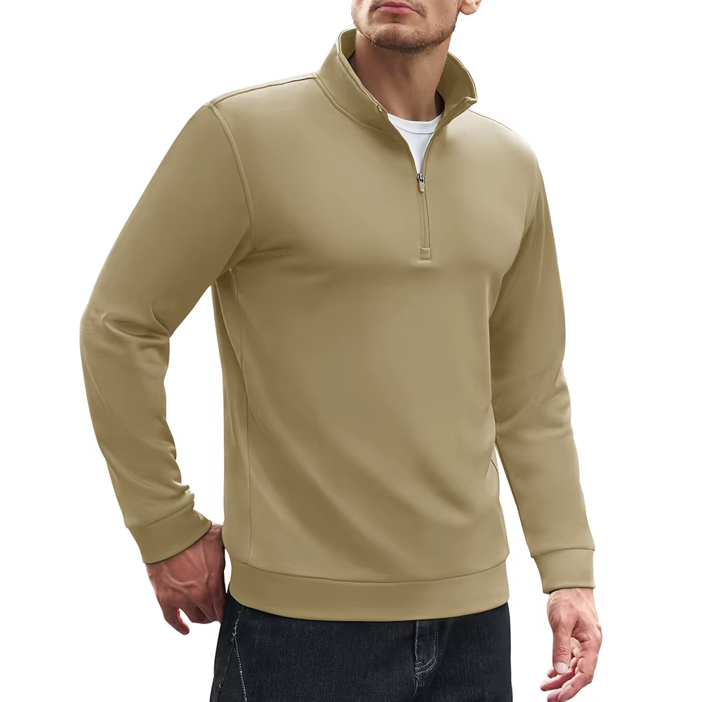 Mens Fleece Jumper 1/4 Zip Roll Neck Pullover Warm Shirt Sweatshirt