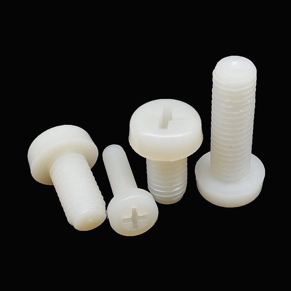 5/50pcs M2 to M10 White Nylon Plastic Cross Phillips Pan Round Head Screw Bolt