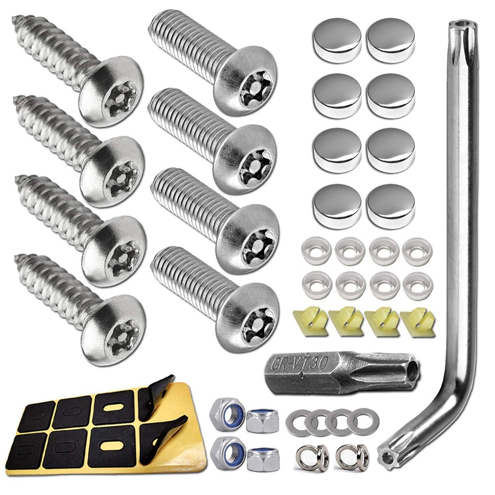 Anti Theft License Plate Screws- Stainless Steel Bolts Fasteners Kits for Car Ta