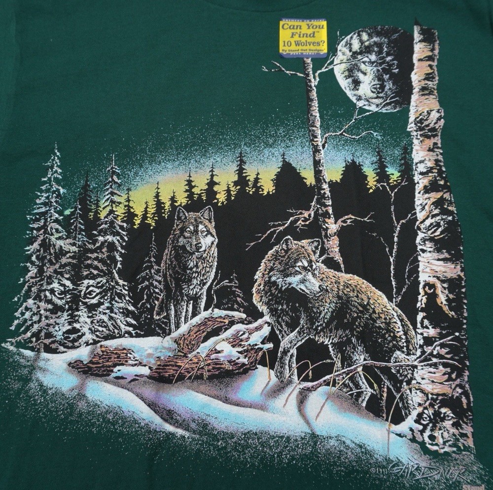 Vintage Wolf Shirt 90s Size Large, Nature , Deadstock Brand New Fast Shipping