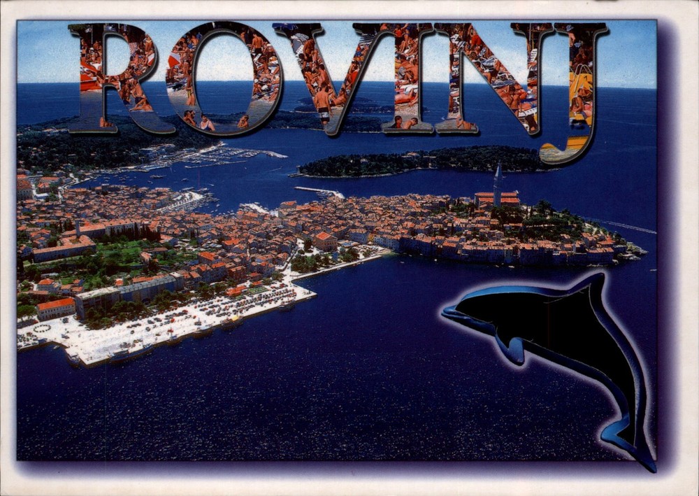 Rovinj Istria Croatia Aerial view vintage postcard b410
