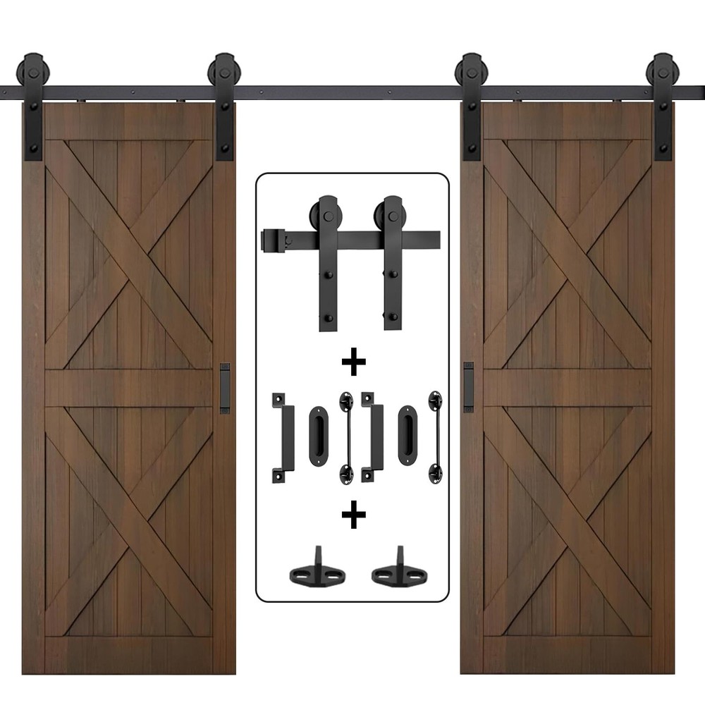 Arti-Life 10ft Heavy Duty Sturdy Sliding Barn Door Hardware Kit with Door Hoo...