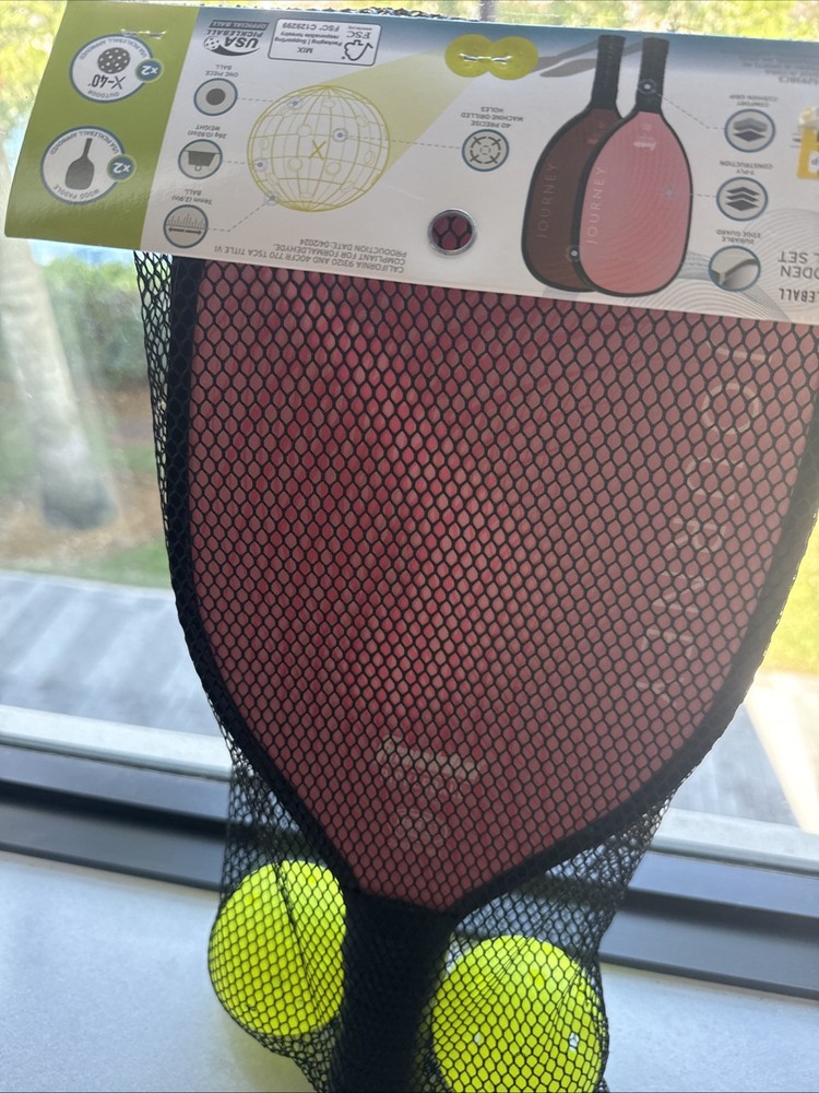 Franklin Sports 2-Player Pink Burgundy Wood Pickleball Set with Paddles and Balls