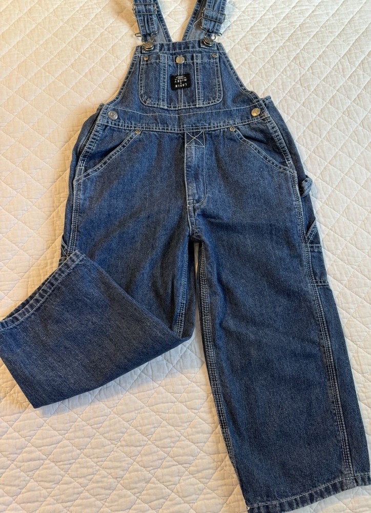 Child’s Lakin And Mckey Denim Overalls 4T Med Wash EUC