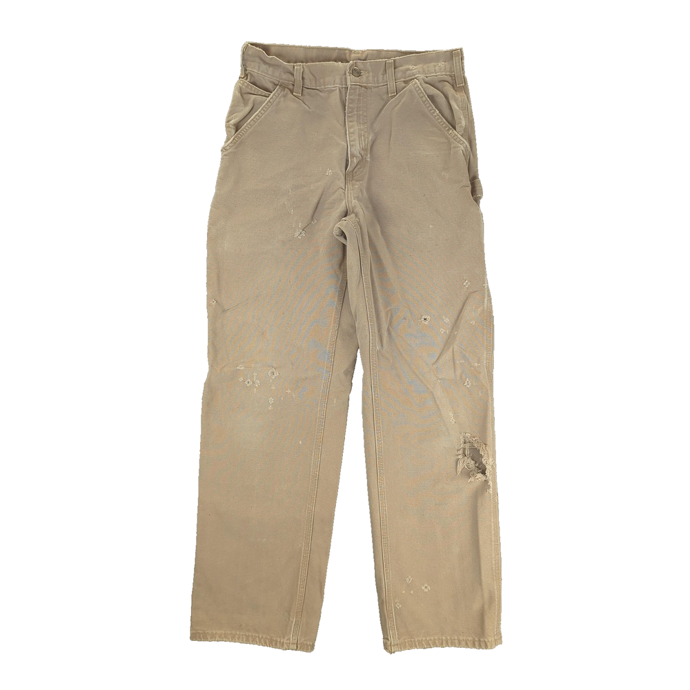 Carhartt Mens B11 Duck Dungaree Carpenter Pants 30x32 Tan Distressed Workwear