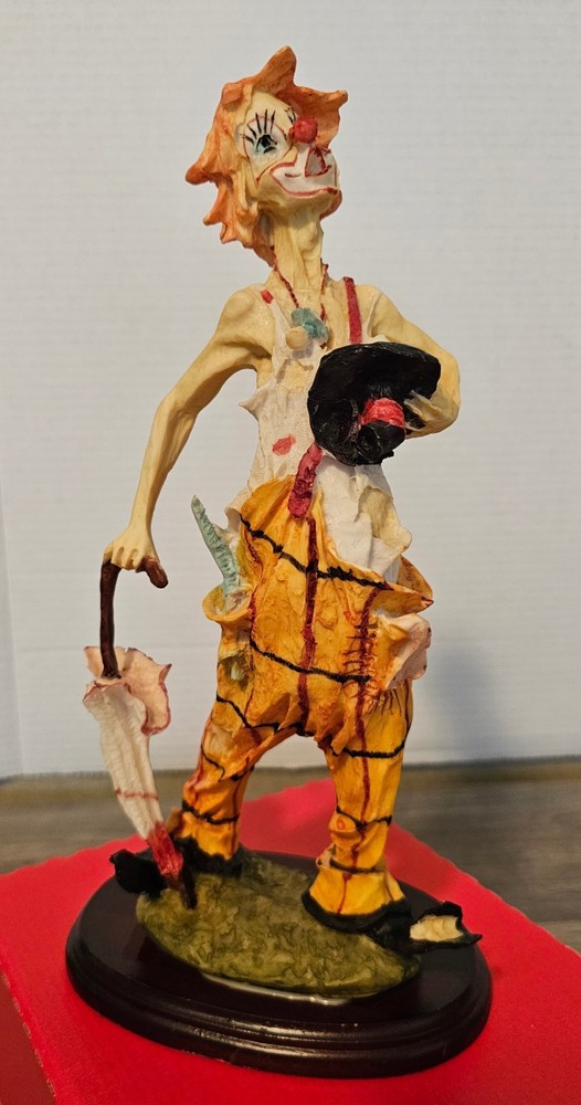Vintage Arnart Pucci Hobo Clown Figurine with Umbrella 11.5